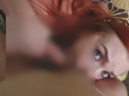 Redhead teases me in pantyhose before using her juicy mouth