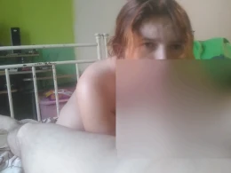 Chubby beauty devours my cock while I record in POV