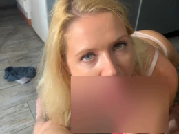 Blonde beauty sucks dick and swallows cum