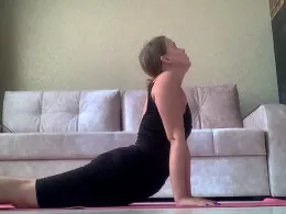 Stunning brunette babe shows off her figure with some sexy stretching