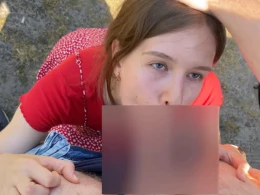 Brunette babe got down to suck me off in the park