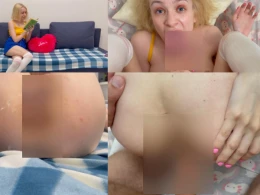 Blonde in kneesocks squirt while I fuck her tight pussy