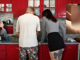 Washing dishes turned into a session of passionate lovemaking with my stepmom