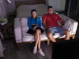 Girl and Boy Share a Couch ended with amazing blowjob