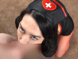 Slutty nurse sucking and fucking in POV