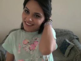 Big tit Aida masturabtes on the couch