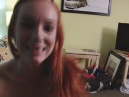 Redhead teases me in pantyhose before using her juicy mouth