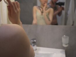Pretty amateur girlfriend sucking a dick in bathroom