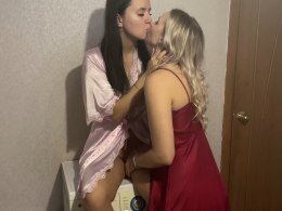 Hot amateur girls touching and kissing each other