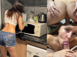 Kitchen cleaning turned into a hard shagging session with my gf