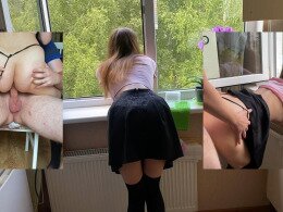 Doggystyle fuck in the kitchen ended with a creampie