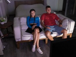 Girl and Boy Share a Couch ended with amazing blowjob
