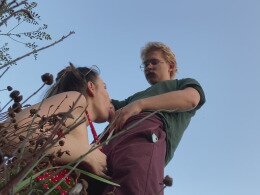 Sexy chick pulls down her pants to get fucked outdoors
