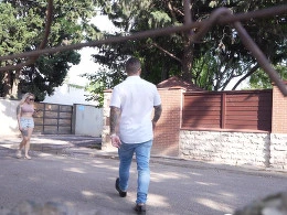 Walk With Blonde Beauty Turned Into Hard Fuck Against The Building Wall