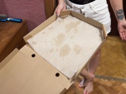 Brunette babe getting hardcore dicked by pizza delivery guy