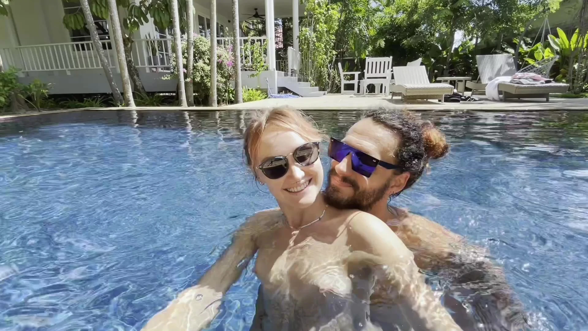 Amateur Couple Has Some Fun In Neighbor's Big Swimming Pool